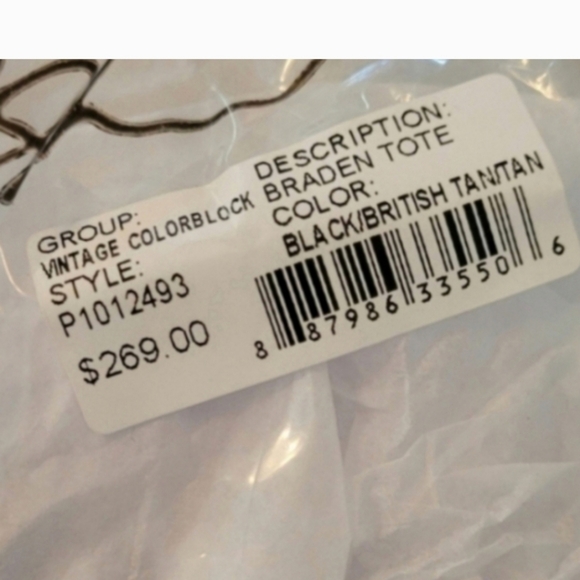 PATRICIA NASH Shoulder Bag Leather Braden Tote Colorblock Black Brown Red Orange - Picture 11 of 12